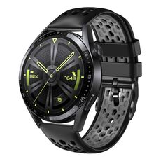 Per Huawei Watch GT3 46mm 22mm Cinturino in silicone traspirante bicolore (nero + grigio)