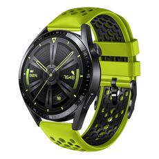 Per Huawei Watch GT3 46mm 22mm Cinturino in silicone traspirante bicolore (lime + nero)