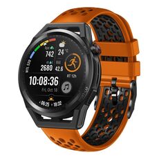 Per Huawei Watch GT Runner 22mm Cinturino in silicone traspirante bicolore (arancione + nero)
