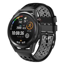 Per Huawei Watch GT Runner 22mm Cinturino in silicone traspirante bicolore (nero + grigio)