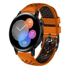 Per Huawei Watch 3 Cinturino in silicone traspirante bicolore da 22 mm (arancione + nero)
