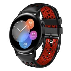 Per Huawei Watch 3 Cinturino in silicone traspirante bicolore da 22 mm (nero + rosso)