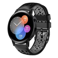 Per Huawei Watch 3 Cinturino in silicone traspirante bicolore da 22 mm (nero + grigio)