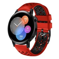 Per Huawei Watch 3 Cinturino in silicone traspirante bicolore da 22 mm (rosso + nero)