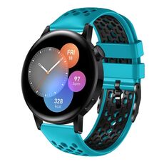 Per Huawei Watch 3 Cinturino in silicone traspirante bicolore da 22 mm (azzurro + nero)