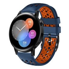 Per Huawei Watch 3 Cinturino in silicone traspirante bicolore da 22 mm (blu notte + arancione)
