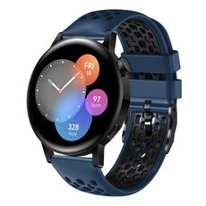 Per Huawei Watch 3 Cinturino in silicone traspirante bicolore da 22 mm (blu notte + nero)