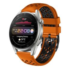 Per Huawei Watch 3 Pro 22mm Cinturino in silicone traspirante bicolore (arancione + nero)