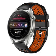 Per Huawei Watch 3 Pro 22mm Cinturino in silicone traspirante bicolore (nero + arancione)