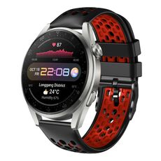 Per Huawei Watch 3 Pro 22mm Cinturino in silicone traspirante bicolore (nero + rosso)