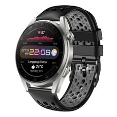 Per Huawei Watch 3 Pro 22mm Cinturino in silicone traspirante bicolore (nero + grigio)