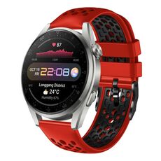 Per Huawei Watch 3 Pro 22mm Cinturino in silicone traspirante bicolore (rosso + nero)