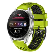 Per Huawei Watch 3 Pro 22mm Cinturino in silicone traspirante bicolore (lime + nero)