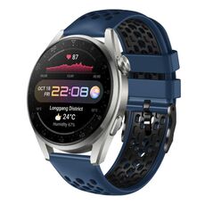 Per Huawei Watch 3 Pro 22mm Cinturino in silicone traspirante bicolore (blu notte + nero)