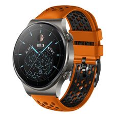 Per Huawei Watch GT2 Pro 22mm Cinturino in silicone traspirante bicolore (arancione + nero)