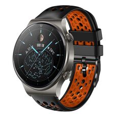 Per Huawei Watch GT2 Pro 22mm Cinturino in silicone traspirante bicolore (nero + arancione)