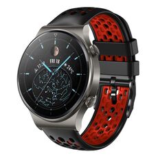 Per Huawei Watch GT2 Pro 22mm Cinturino in silicone traspirante bicolore (nero + rosso)