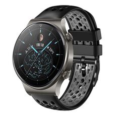 Per Huawei Watch GT2 Pro 22mm Cinturino in silicone traspirante bicolore (nero + grigio)
