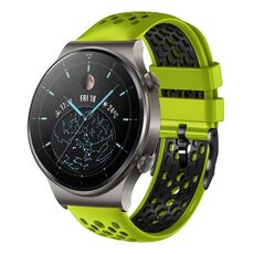 Per Huawei Watch GT2 Pro 22mm Cinturino in silicone traspirante bicolore (lime + nero)