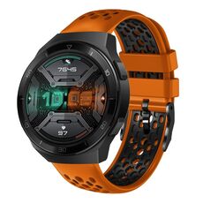 Per Huawei Watch GT 2E 22mm Cinturino in silicone traspirante bicolore (arancione + nero)
