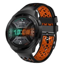 Per Huawei Watch GT 2E 22mm Cinturino in silicone traspirante bicolore (nero + arancione)