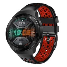 Per Huawei Watch GT 2E 22mm Cinturino in silicone traspirante bicolore (nero + rosso)