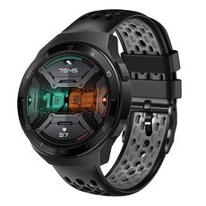 Per Huawei Watch GT 2E 22mm Cinturino in silicone traspirante bicolore (nero + grigio)
