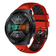 Per Huawei Watch GT 2E 22mm Cinturino in silicone traspirante bicolore (rosso + nero)