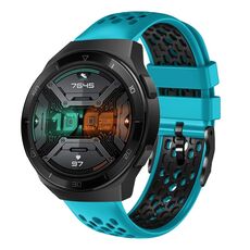 Per Huawei Watch GT 2E 22mm Cinturino in silicone traspirante bicolore (azzurro + nero)