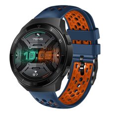Per Huawei Watch GT 2E 22mm Cinturino in silicone traspirante bicolore (blu notte + arancione)