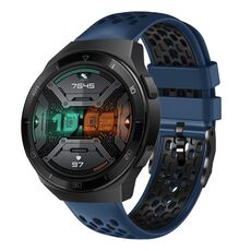Per Huawei Watch GT 2E 22mm Cinturino in silicone traspirante bicolore (blu notte + nero)