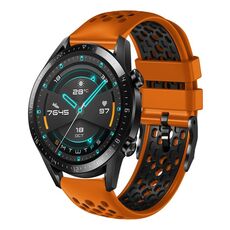 Per Huawei Watch GT2 46mm 22mm Cinturino in silicone traspirante bicolore (arancione + nero)