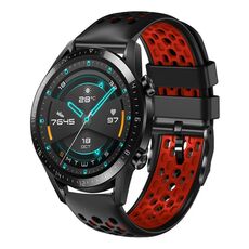 Per Huawei Watch GT2 46mm 22mm Cinturino in silicone traspirante bicolore (nero + rosso)