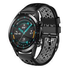 Per Huawei Watch GT2 46mm 22mm Cinturino in silicone traspirante bicolore (nero + grigio)