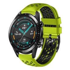 Per Huawei Watch GT2 46mm 22mm Cinturino in silicone traspirante bicolore (lime + nero)