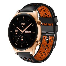 For Honor Watch GS 3 22mm Cinturino in silicone traspirante bicolore (nero + arancione)
