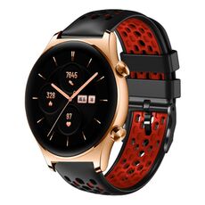 Cinturino per orologio in silicone traspirante bicolore da 22 mm For Honor Watch GS 3 (nero + rosso)