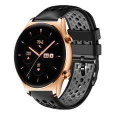 For Honor Watch GS 3 22mm Cinturino in silicone traspirante bicolore (nero + grigio)