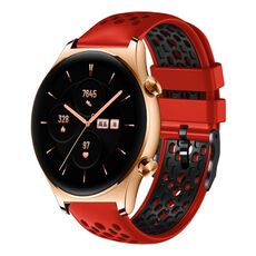 For Honor Watch GS 3 22mm Cinturino in silicone traspirante bicolore (rosso + nero)