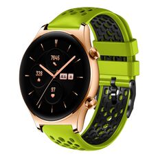 Cinturino per orologio For Honor Watch GS 3 22mm in silicone traspirante bicolore (lime + nero)