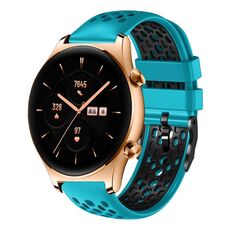 Cinturino per orologio in silicone traspirante bicolore da 22 mm For Honor Watch GS 3 (azzurro + nero)
