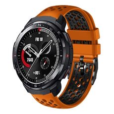 For Honor Watch GS Pro 22mm Cinturino in silicone traspirante bicolore (arancione + nero)