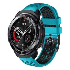Cinturino per orologio in silicone traspirante bicolore For Honor Watch GS Pro 22mm (azzurro + nero)