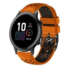 For Honor Magic Watch 2 46mm 22mm Cinturino in silicone traspirante bicolore (arancione + nero)