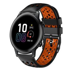 For Honor Magic Watch 2 46mm 22mm Cinturino in silicone traspirante bicolore (nero + arancione)