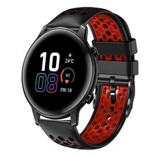 For Honor Magic Watch 2 46mm 22mm Cinturino in silicone traspirante bicolore (nero + rosso)