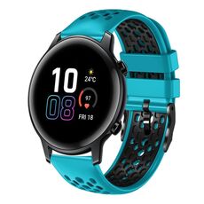 For Honor Magic Watch 2 46mm 22mm Cinturino in silicone traspirante bicolore (azzurro + nero)