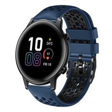 For Honor Magic Watch 2 46mm 22mm Cinturino in silicone traspirante bicolore (blu notte + nero)