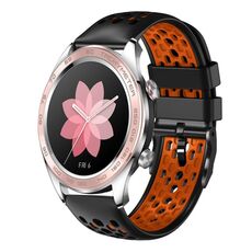 For Honor Watch Dream 22mm Cinturino in silicone traspirante bicolore (nero + arancione)