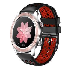 For Honor Watch Dream 22mm Cinturino in silicone traspirante bicolore (nero + rosso)